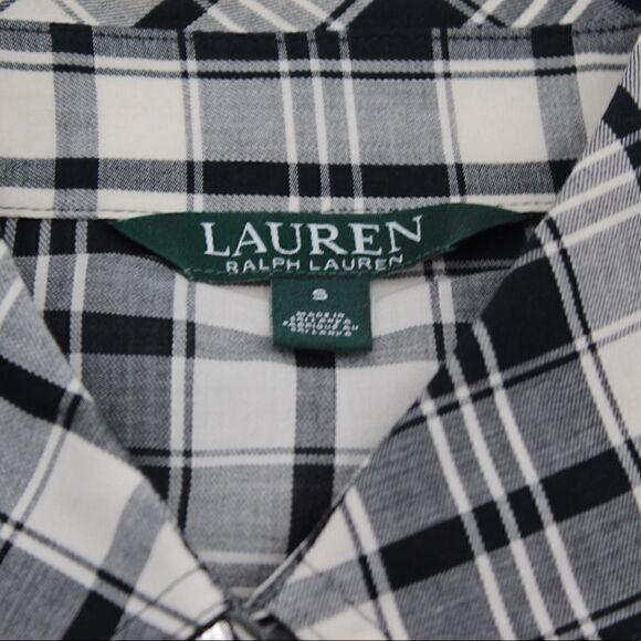 Black and white 100% cotton plaid Ralph Lauren button down - Picture 3 of 9